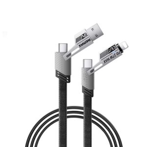 REMAX RC-C189 สายชาร์จ 2 in 2 สังกะสีอัลลอยด์สายถัก 2 USB/Type-C/L สายชาร์จ 65W Fast Charging