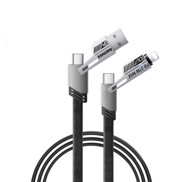 REMAX RC-C189 สายชาร์จ 2 in 2 สังกะสีอัลลอยด์สายถัก 2 USB/Type-C/L สายชาร์จ 65W Fast Charging