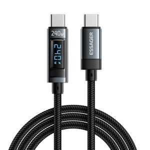 สายชาร์จ Type C เป็น Type C 240w หน้าจอดิจิทัล PD 3.1 ชาร์จเร็ว สําหรับแล็ปท็อป โทรศัพท์มือถือ